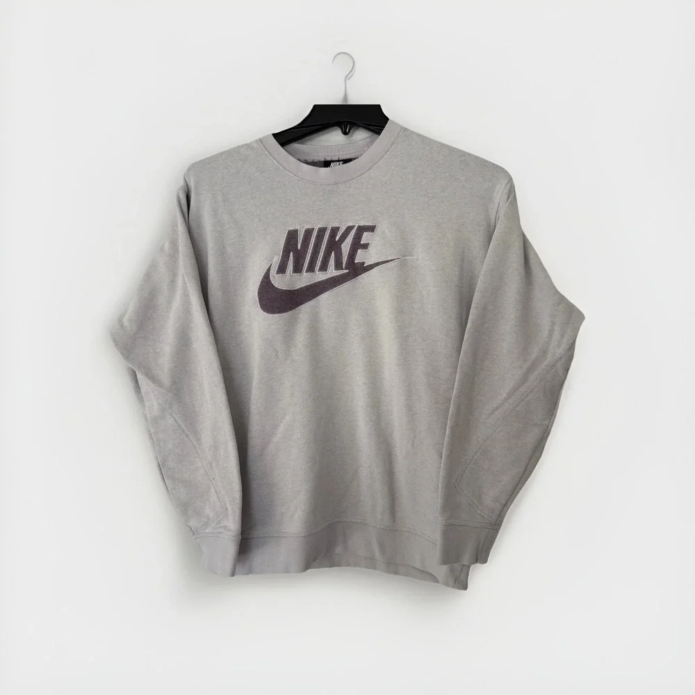 Nike WM‎ Small Lt Grey Sweatshirt W/purple Nike Logo, MoveToZero Collection Cozy